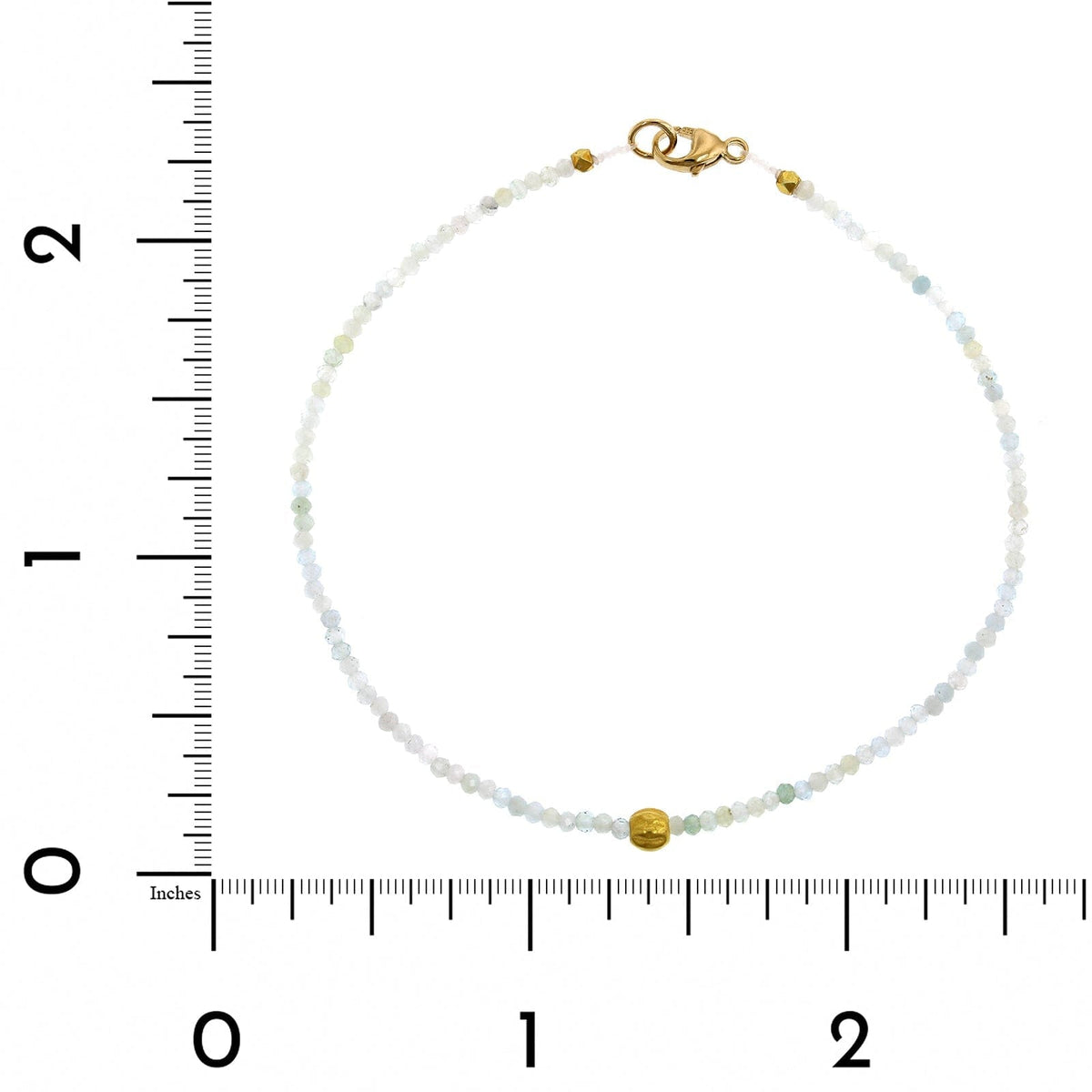 18K Yellow Gold Aquamarine Bead Bracelet
