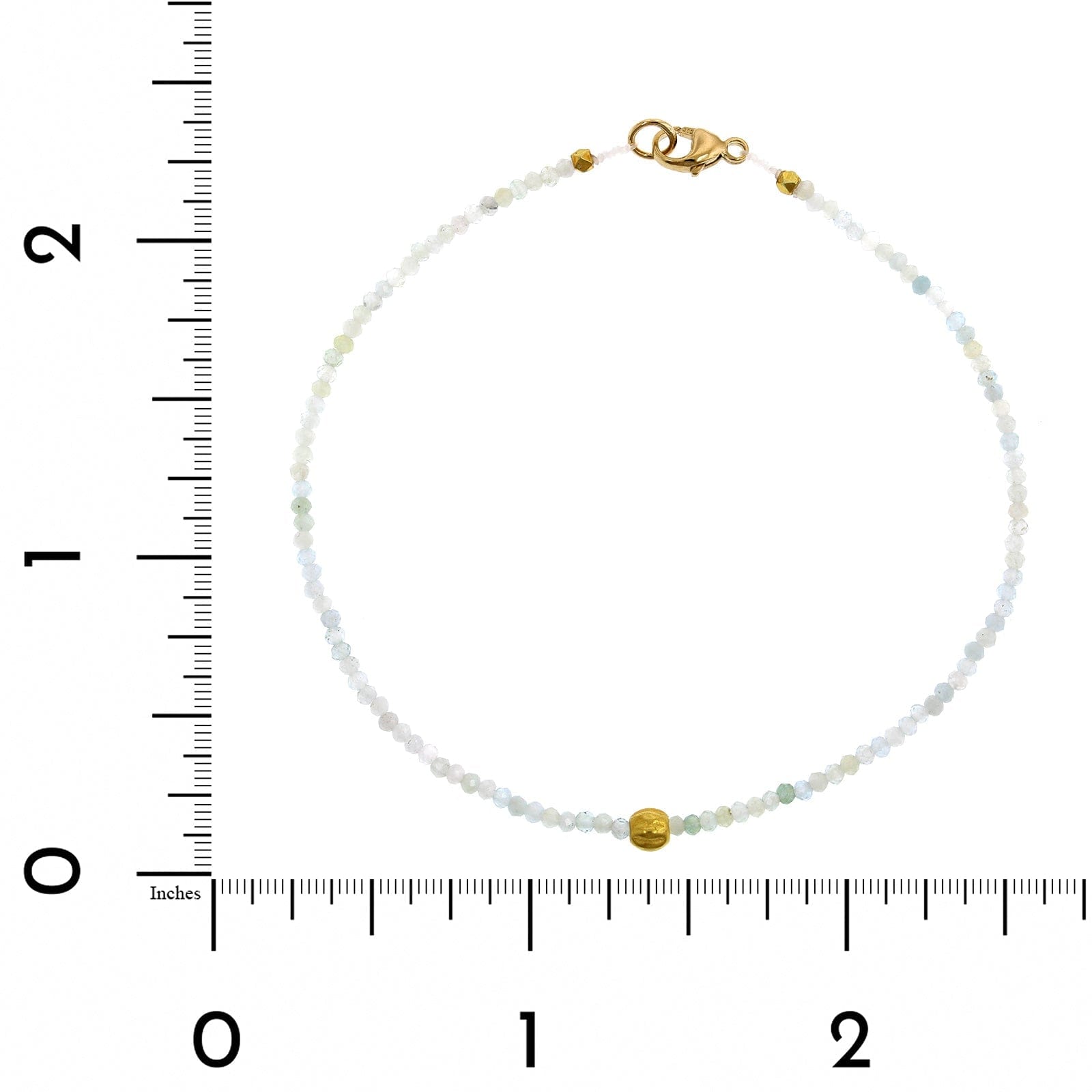 18K Yellow Gold Aquamarine Bead Bracelet