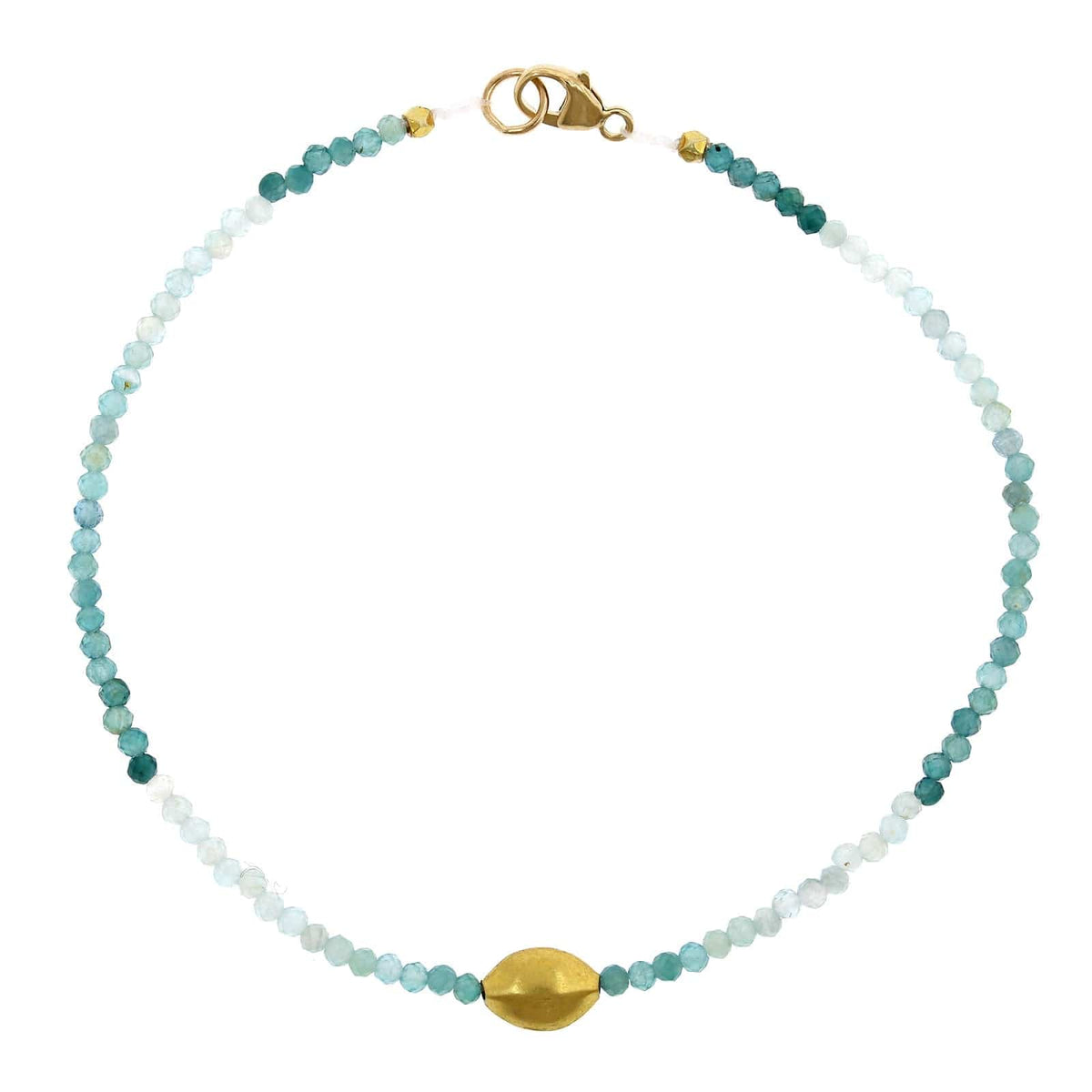 18K Yellow Gold Ombre Grandidierite Bead Bracelet