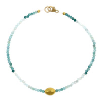 18K Yellow Gold Ombre Grandidierite Bead Bracelet
