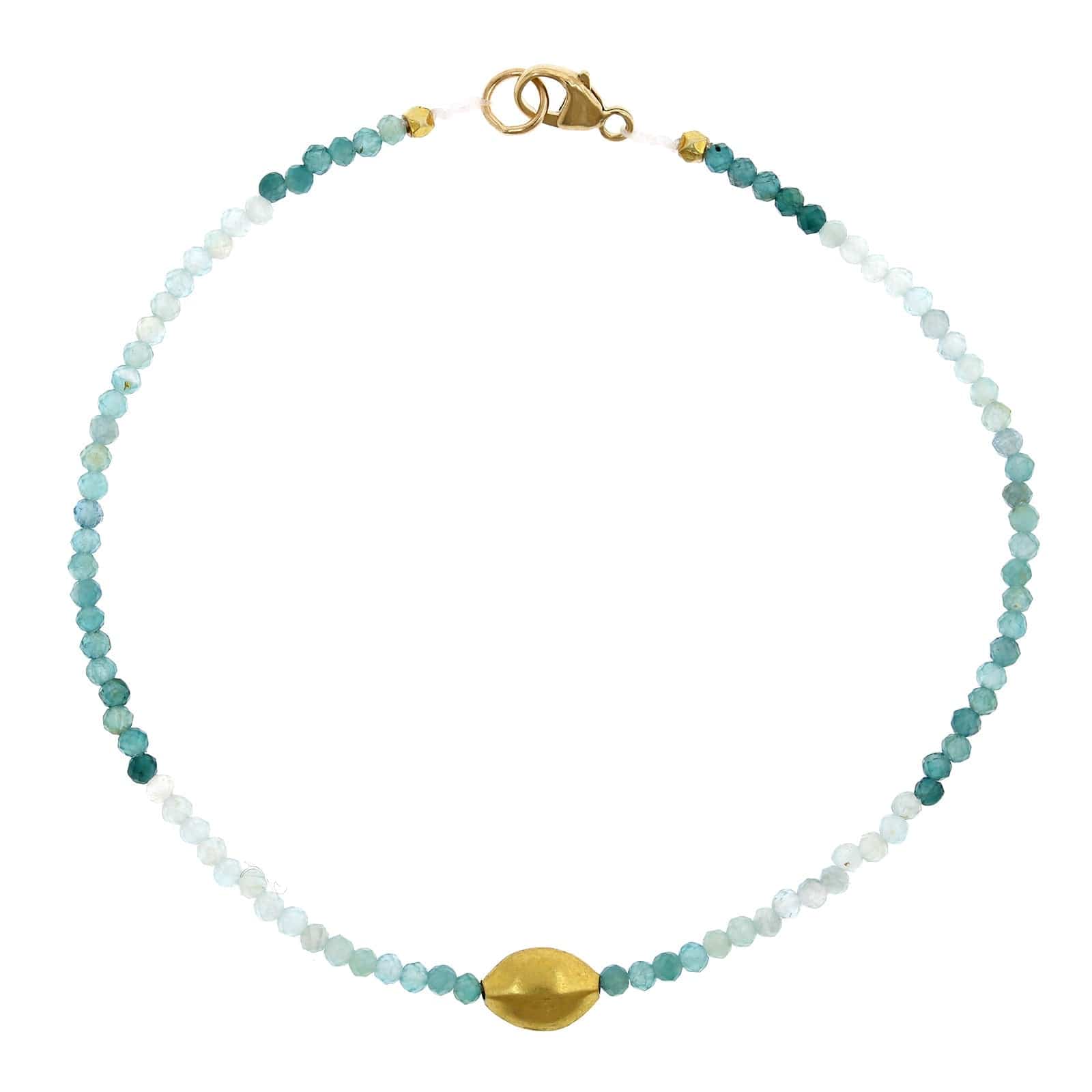 18K Yellow Gold Ombre Grandidierite Bead Bracelet