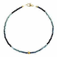 18K Yellow Gold Blue Ombre Bead Bracelet