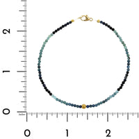 18K Yellow Gold Blue Ombre Bead Bracelet