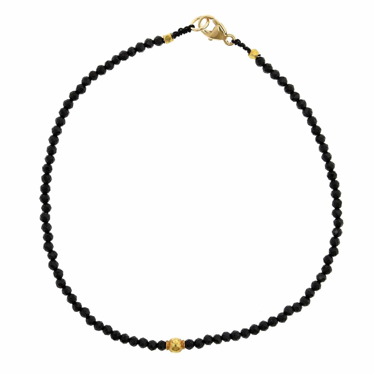 18K Yellow Gold Black Spinel Bead Bracelet