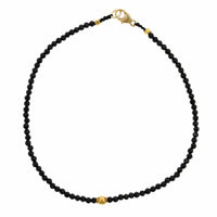 18K Yellow Gold Black Spinel Bead Bracelet