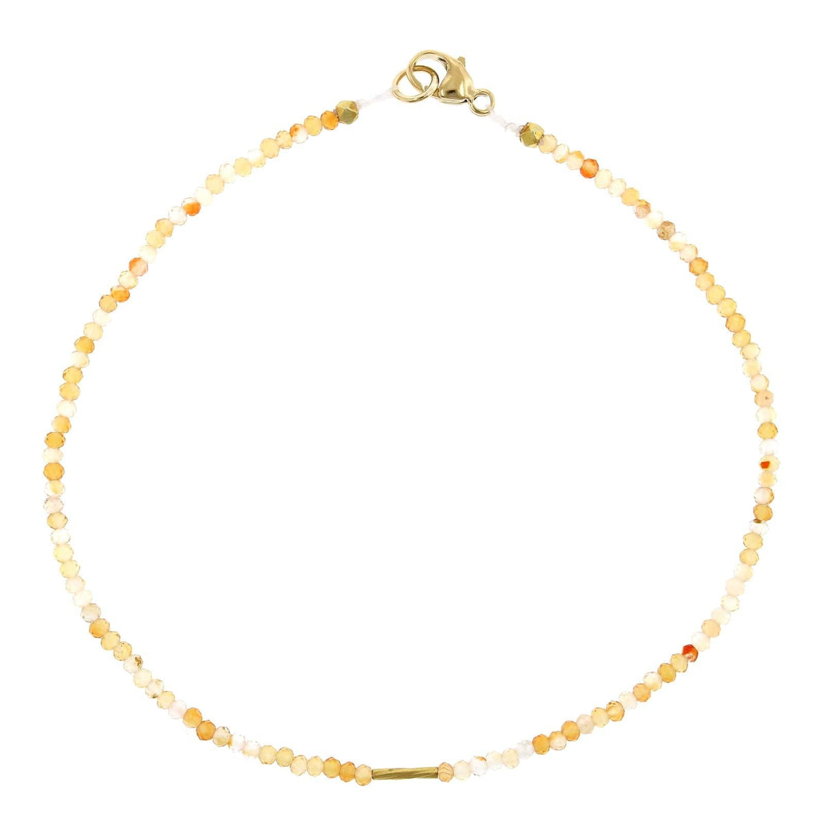 18K Yellow Gold Ombre Carnelian Bead Bracelet