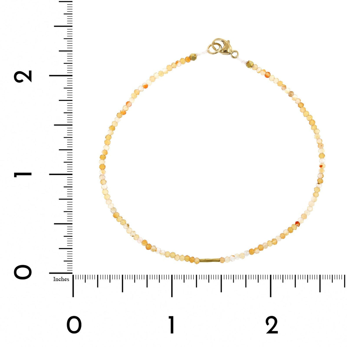 18K Yellow Gold Ombre Carnelian Bead Bracelet