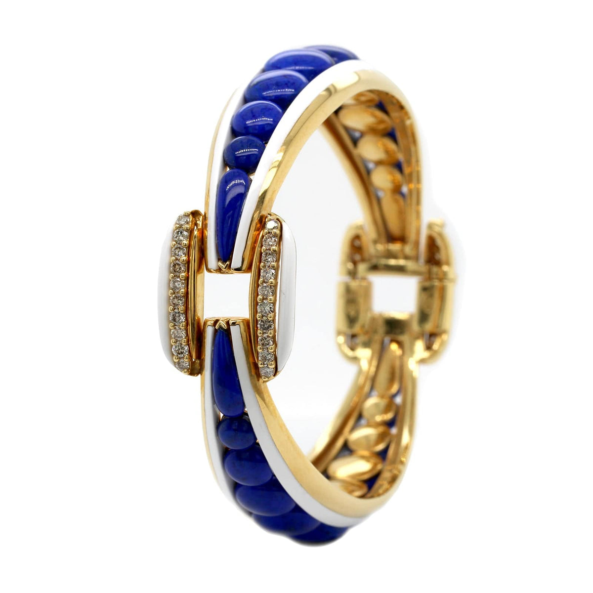 Etho Maria 18K Yellow Gold Brown Diamond and White Ceramic Bracelet