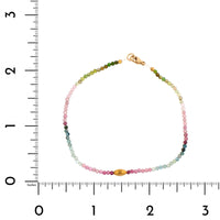 18K Yellow Gold Watermelon Tourmaline Beaded Bracelet