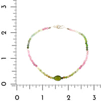 Sterling Silver Watermelon Tourmaline Beaded Bracelet