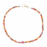 Sterling Silver Multi Gem and Tourmaline Beaded Bracelet