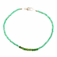 Sterling Silver Emerald and Green Tourmaline Beaded Bracelet