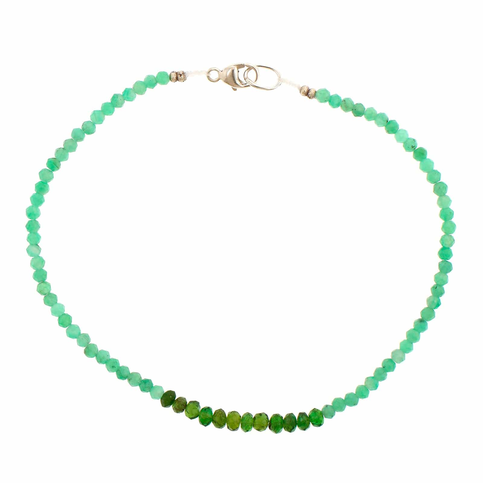 Sterling Silver Emerald and Green Tourmaline Beaded Bracelet