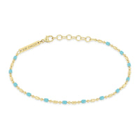 Zoe Chicco 14K Yellow Gold Large Turquoise Bar and Bead Chain Bracelet