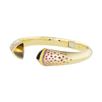 18K Yellow Gold Pink Sapphire Medium Scatter Cuff Bracelet