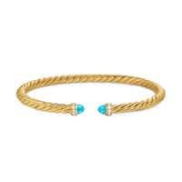 Cablespira® Flex Bracelet 18K Yellow Gold with Turquoise and Diamonds, 4mm
