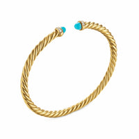 Cablespira® Flex Bracelet 18K Yellow Gold with Turquoise and Diamonds, 4mm