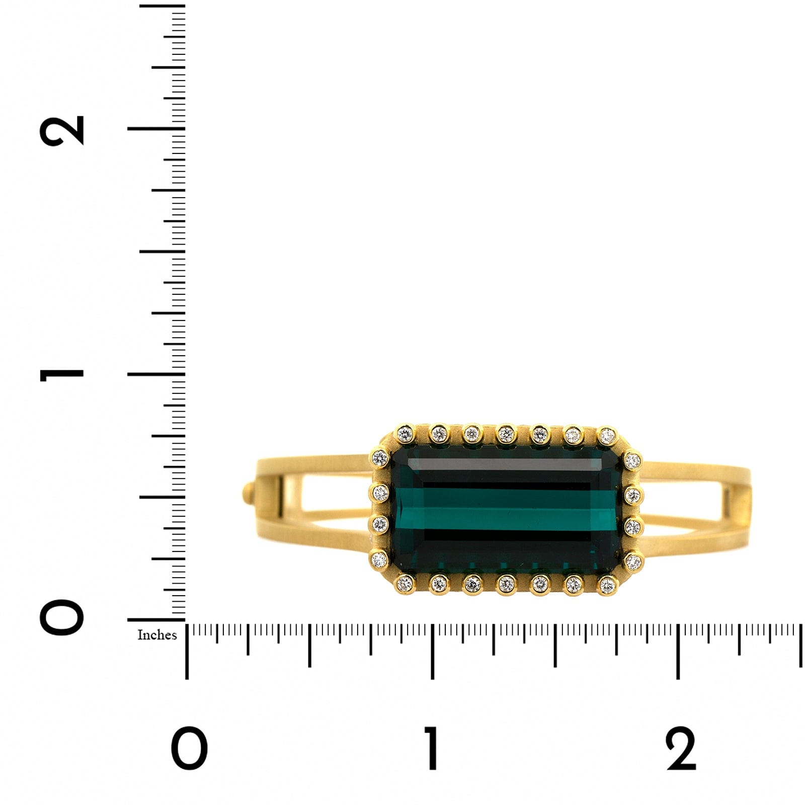 Suzy Landa 18K Yellow Gold Tourmaline and Diamond Hinged Bracelet