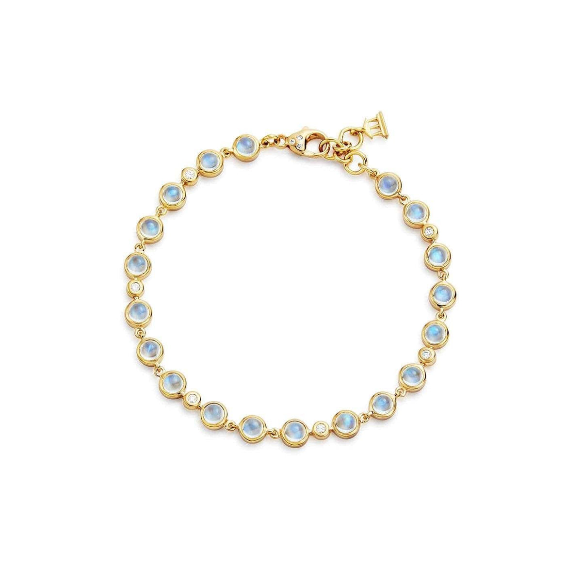 Temple St. Clair 18K Yellow Gold Small Single Round Bracelet with Royal Blue Moonstone and Diamond
