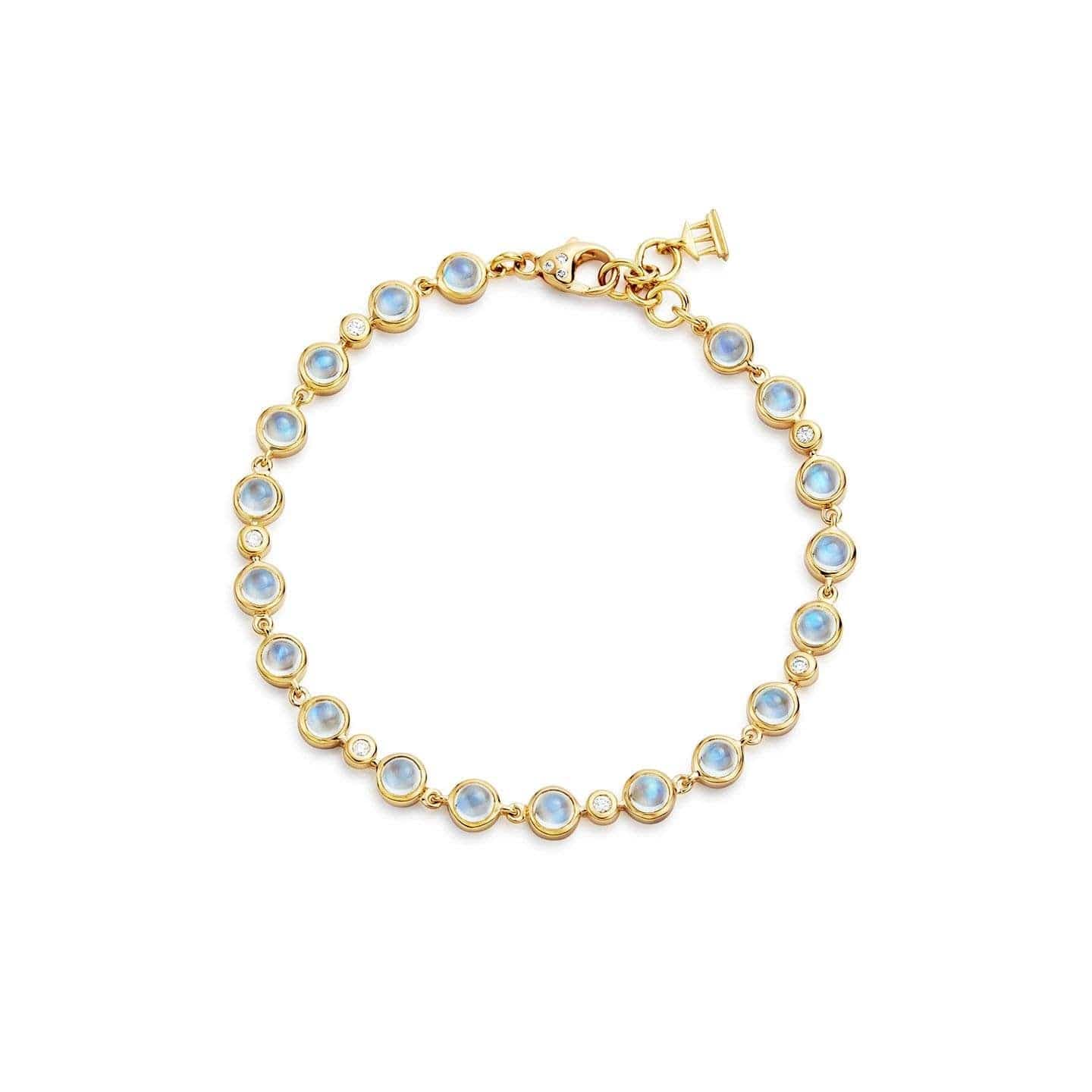 Temple St. Clair 18K Yellow Gold Small Single Round Bracelet with Royal Blue Moonstone and Diamond