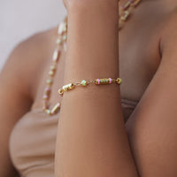 Emily P. Wheeler 18K Yellow Gold Multi Gemstone Groove Chain Bracelet
