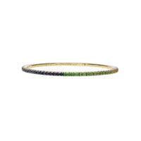 18K Yellow Gold Sapphire and Tsavorite Rainbow Stretch Bracelet