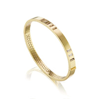 Harwell Godfrey 18K Yellow Gold JuJu Parallel Lines Brown Topaz and Diamond Bangle