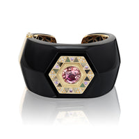 Harwell Godfrey 18K Yellow Gold Knife Edge Multi Stone Onyx Cuff