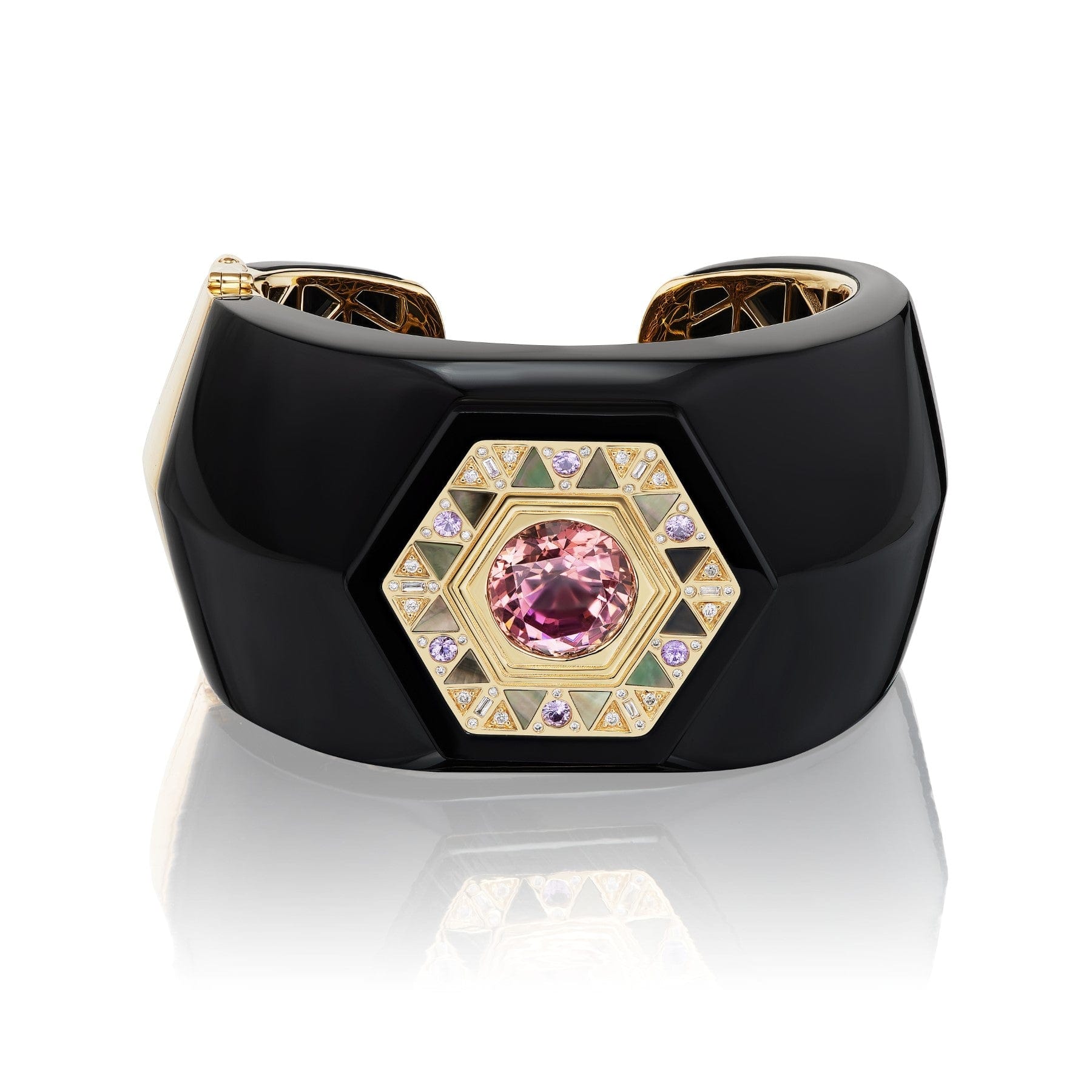 Harwell Godfrey 18K Yellow Gold Knife Edge Multi Stone Onyx Cuff