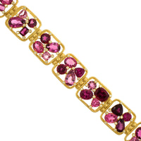 Suzy Landa 18K Yellow Gold Pink Tourmaline, Rubellite, and Diamond Bracelet