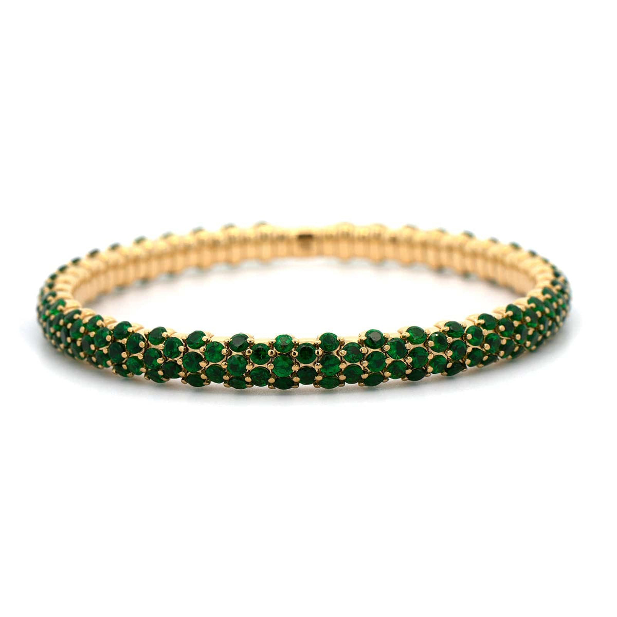 Zydo 18K Yellow Gold Slim Domed Tsavorite Stretch Bracelet