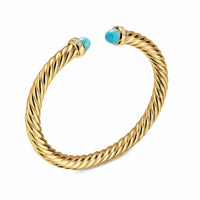 Cablespira® Flex Bracelet 18K Yellow Gold with Turquoise and Diamonds, 6mm