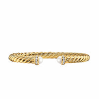 Cablespira® Flex Bracelet 18K Yellow Gold with Pearls and Diamonds, 6mm