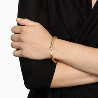 Cablespira® Flex Bracelet 18K Yellow Gold with Pearls and Diamonds, 6mm