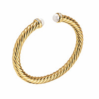 Cablespira® Flex Bracelet 18K Yellow Gold with Pearls and Diamonds, 6mm