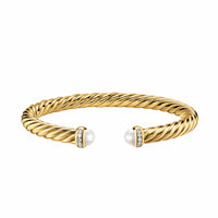 Cablespira® Flex Bracelet 18K Yellow Gold with Pearls and Diamonds, 6mm