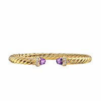 Cablespira® Flex Bracelet 18K Yellow Gold with Amethyst and Diamonds, 6mm