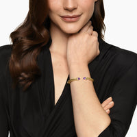 Cablespira® Flex Bracelet 18K Yellow Gold with Amethyst and Diamonds, 6mm