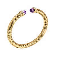 Cablespira® Flex Bracelet 18K Yellow Gold with Amethyst and Diamonds, 6mm