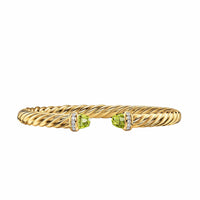 Cablespira® Flex Bracelet 18K Yellow Gold with Peridot and Diamonds, 6mm