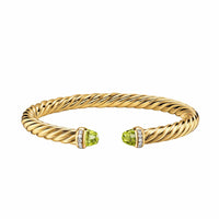 Cablespira® Flex Bracelet 18K Yellow Gold with Peridot and Diamonds, 6mm