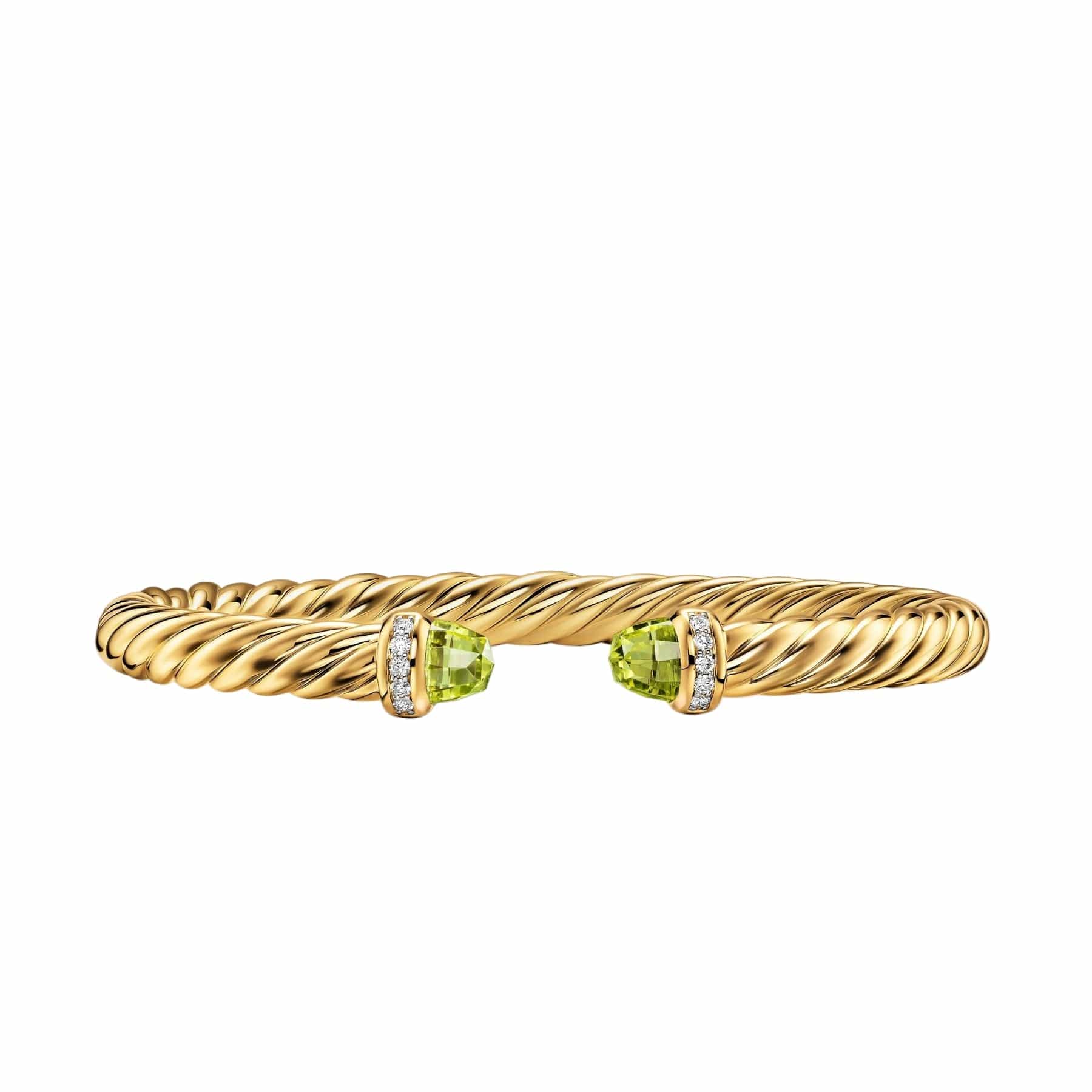 Cablespira® Flex Bracelet 18K Yellow Gold with Peridot and Diamonds, 6mm