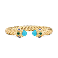 Renaissance® Cablespira® Bracelet in 18K Yellow Gold with Turquoise, Tsavorite and Tanzanite, 9mm