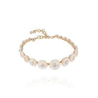 Fernando Jorge 18K Yellow Gold Diamond and White Mother of Pearl Bracelet