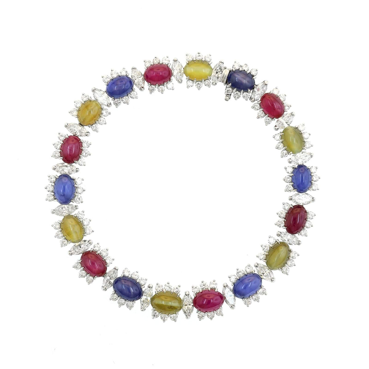 Eclat Jewels Platinum Multi Gemstone and Diamond Halo Bracelet