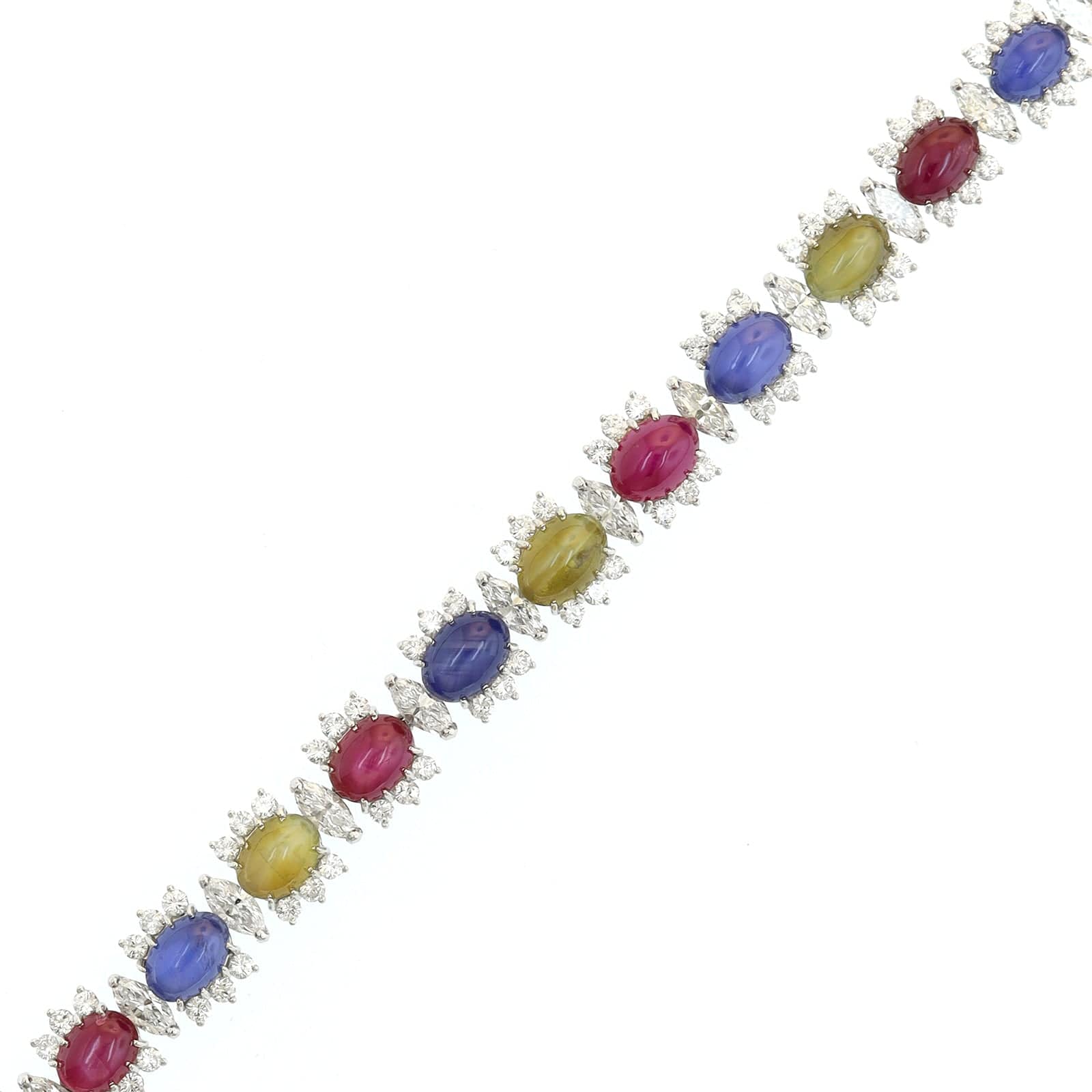 Eclat Jewels Platinum Multi Gemstone and Diamond Halo Bracelet
