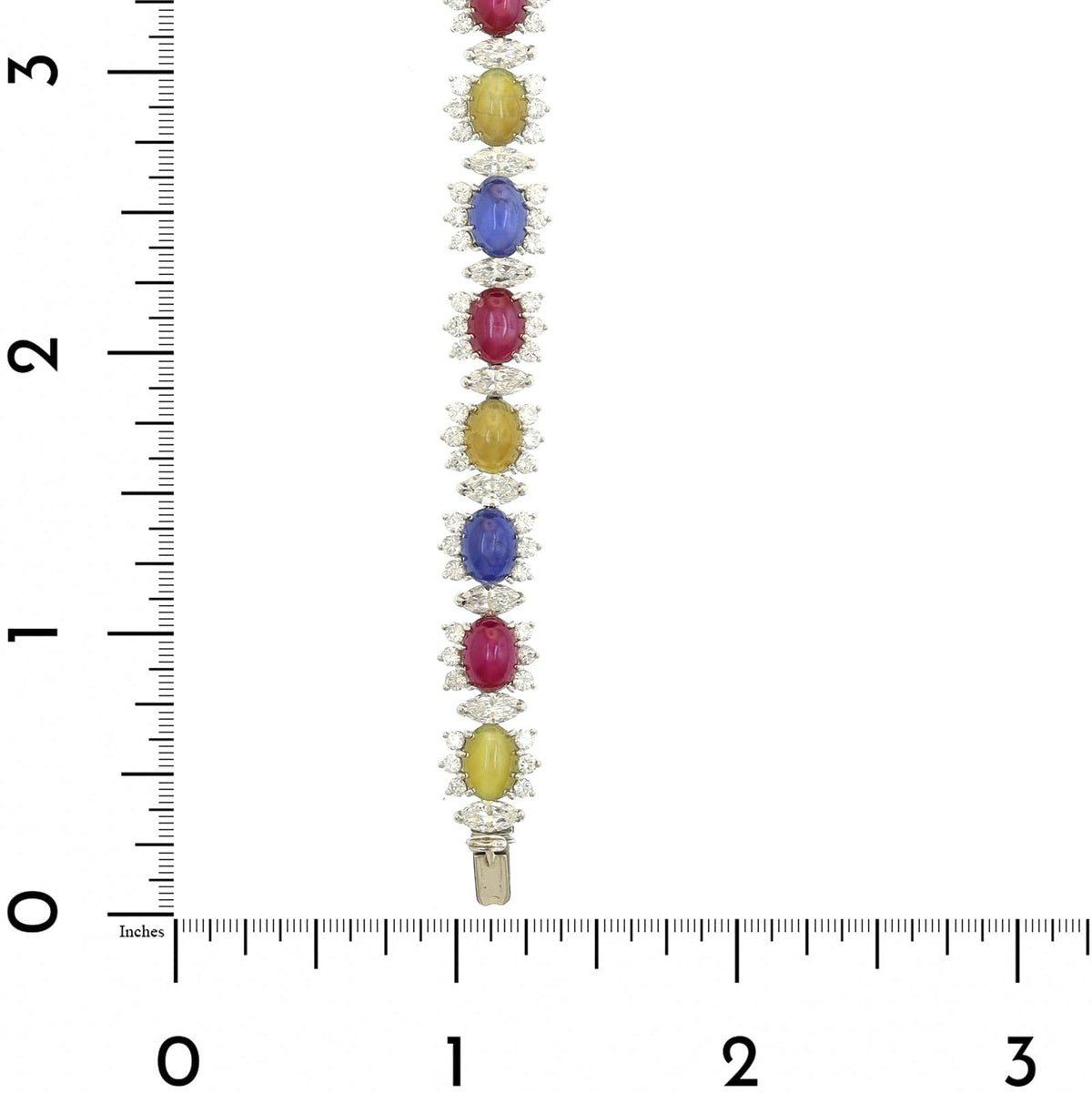Eclat Jewels Platinum Multi Gemstone and Diamond Halo Bracelet
