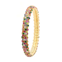 Zydo 18K Yellow Gold Multi Colored Sapphire and Diamond Stretch Bracelet