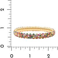 Zydo 18K Yellow Gold Multi Colored Sapphire and Diamond Stretch Bracelet