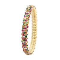 Zydo 18K Yellow Gold Multi Colored Sapphire and Diamond Stretch Bracelet